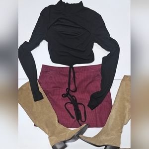 H&M Burgundy Curduroid Short Skirt.P#8